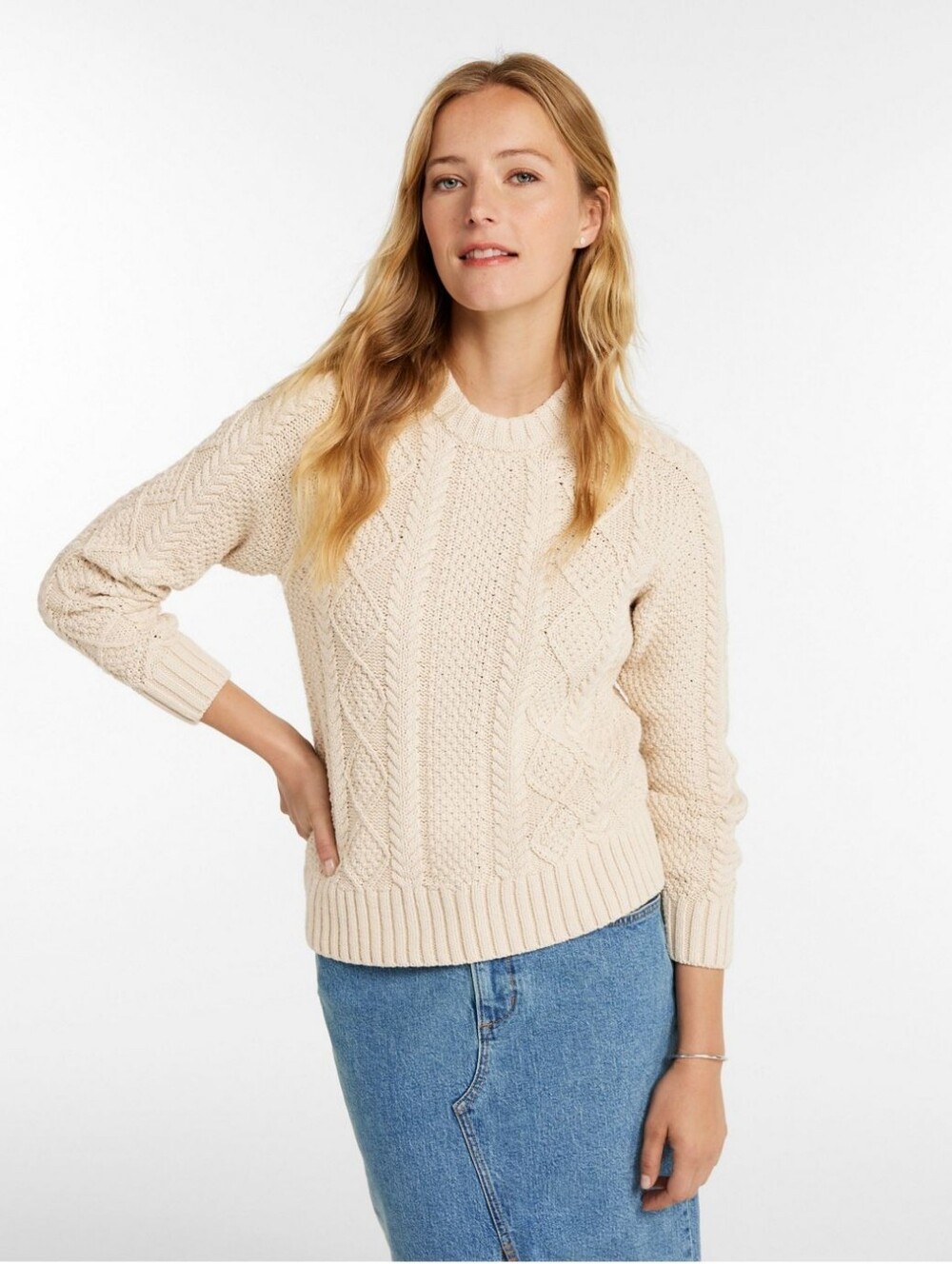 LL Bean Womens Signature Cotton Fisherman Crewneck Sweater